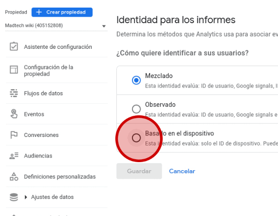 clic en "basado en el dispositivo"