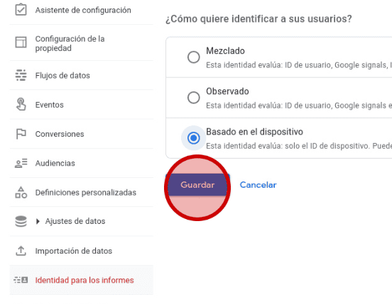 Clic en guardar
