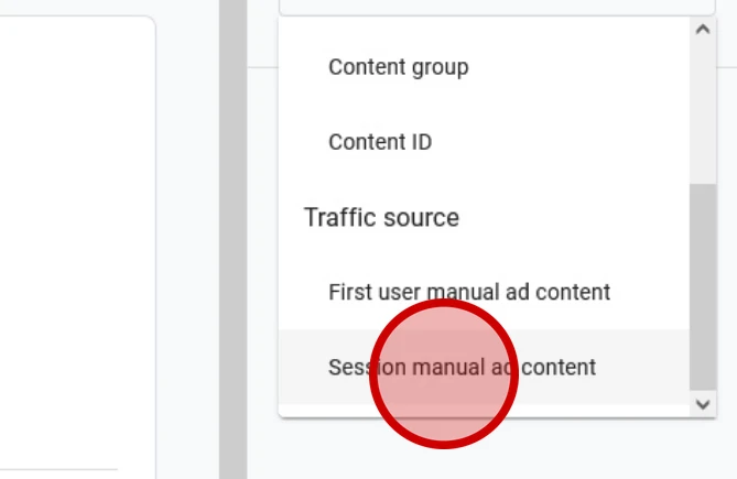 choose Session manual ad content